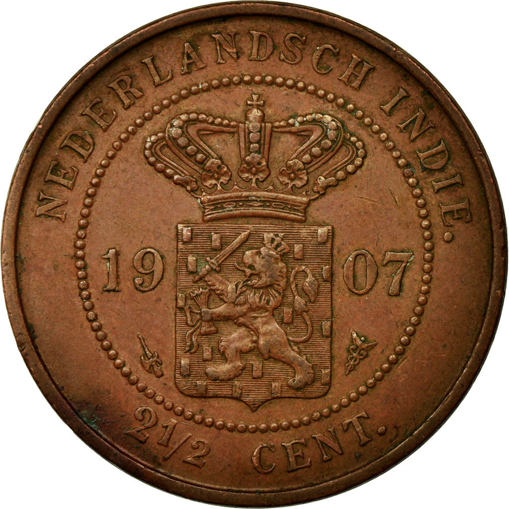 Monnaie, NETHERLANDS EAST INDIES, Wilhelmina I, 2-1/2 Cents, 1907, Utrecht, TTB