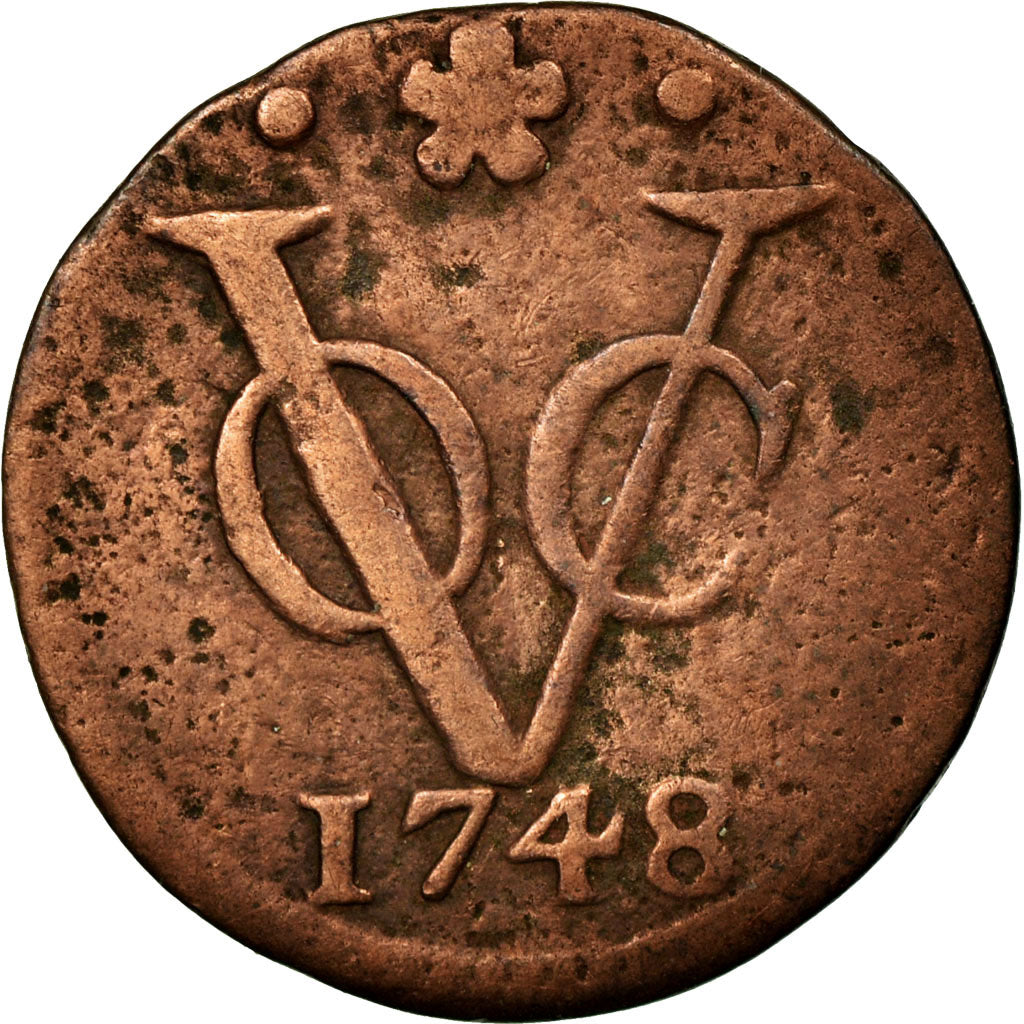 Coin, NETHERLANDS EAST INDIES, Duit, 1748, Dordrecht, VF(30-35), Copper, KM:70