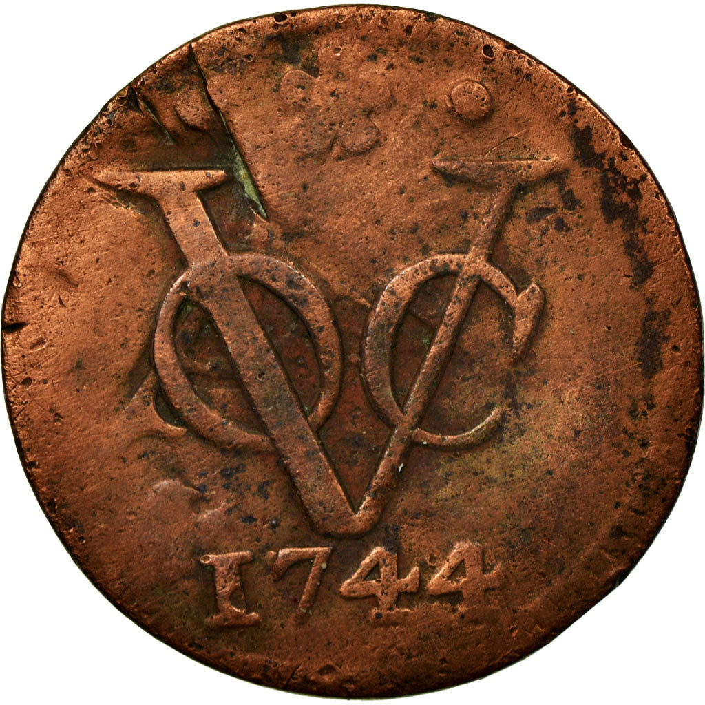 Coin, NETHERLANDS EAST INDIES, Duit, 1744, Dordrecht, VF(20-25), Copper, KM:70