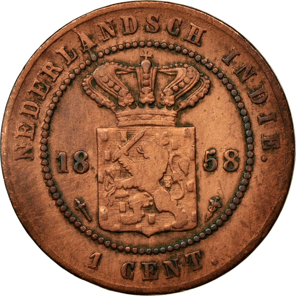 Coin, NETHERLANDS EAST INDIES, William III, Cent, 1858, Utrecht, Caduceus