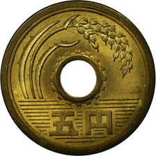 Coin, Japan, Hirohito, 5 Yen, 1970, EF(40-45), Brass, KM:72a