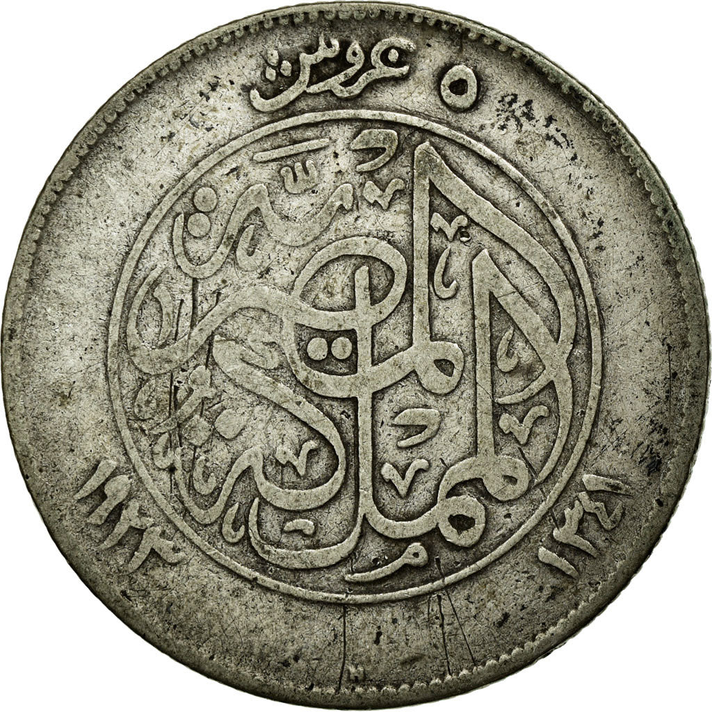 Coin, Egypt, Fuad I, 5 Piastres, 1923/AH1341, VF(20-25), Silver, KM:336