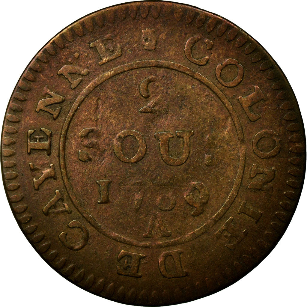 Coin, Guyana, 2 Sous, 1789, Paris, VF(30-35), Bronze, KM:1