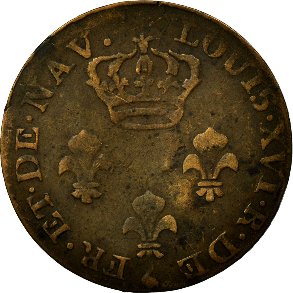 Coin, FRENCH GUIANA, 2 Sous, 1782, Paris, VF(30-35), Billon, KM:1