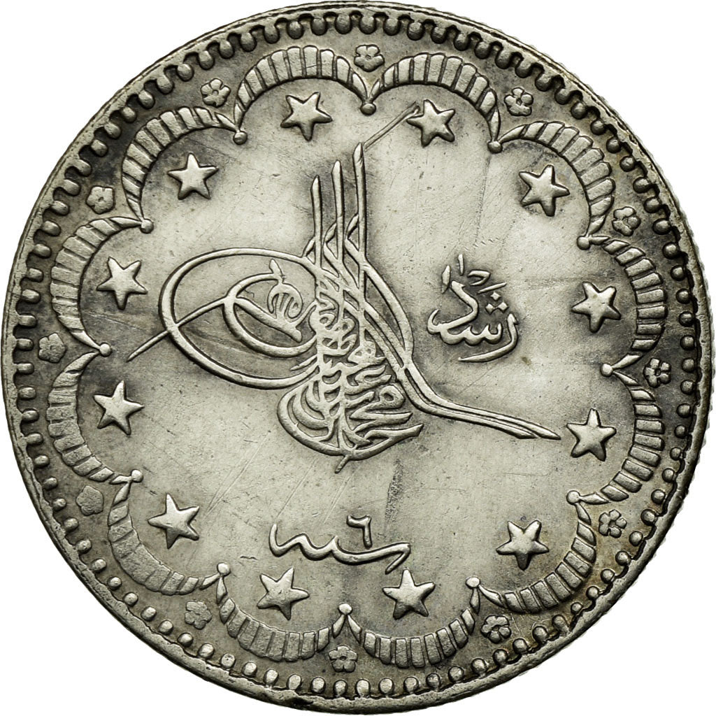 Coin, Turkey, Muhammad V, 5 Kurush, 1914/AH1327/6, Qustantiniyah, EF(40-45)