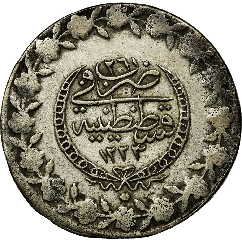 Coin, Turkey, Mahmud II, 5 Kurush, 1851/AH1255/26, Qustantiniyah, EF(40-45)