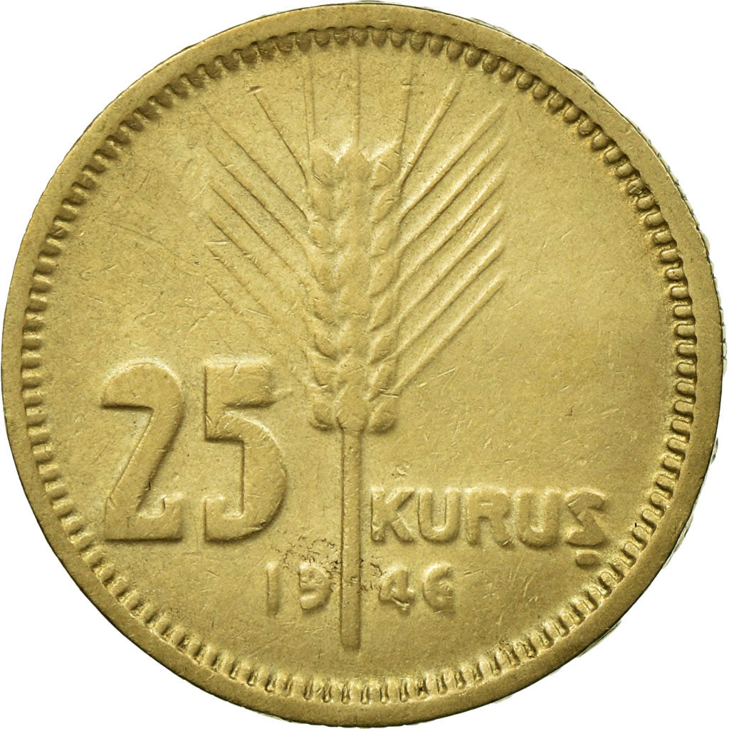 Coin, Turkey, 25 Kurus, 1946, EF(40-45), Nickel-Bronze, KM:880