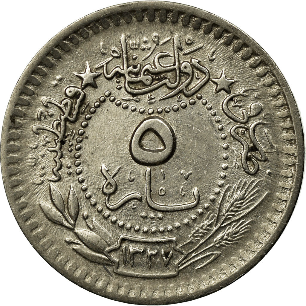 Coin, Turkey, Muhammad V, 5 Para, 1912/AH1327/4, Qustantiniyah, EF(40-45)