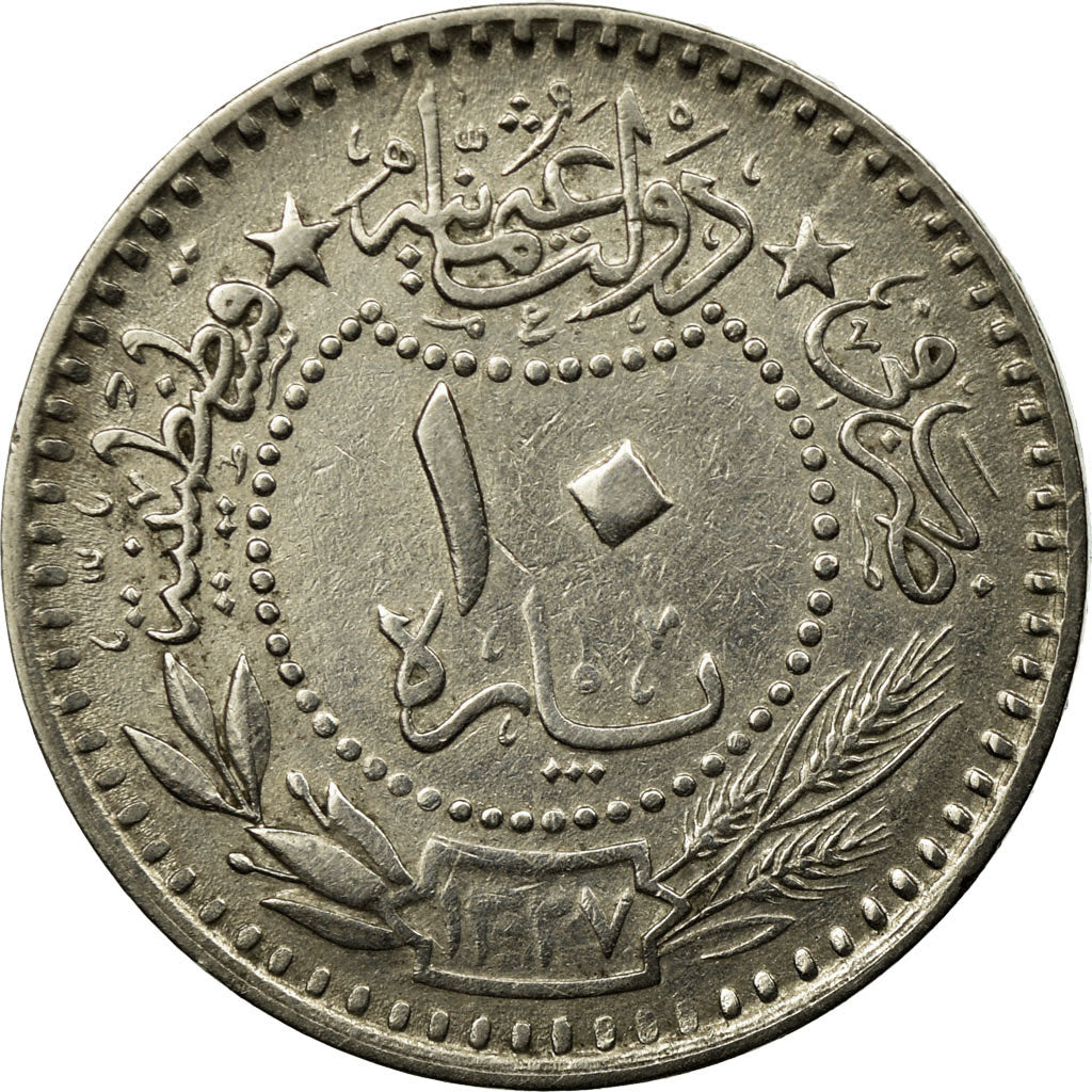 Coin, Turkey, Muhammad V, 10 Para, 1912, Qustantiniyah, EF(40-45), Nickel