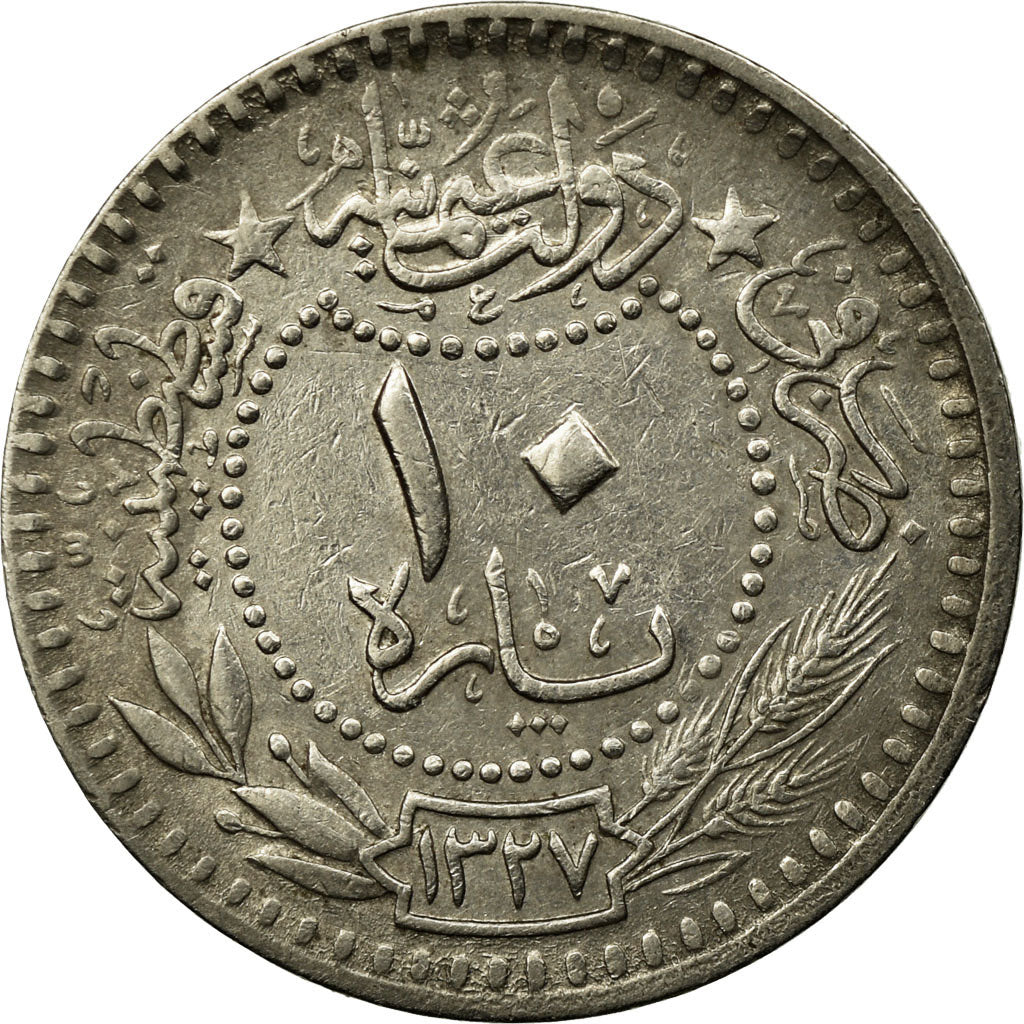 Coin, Turkey, Muhammad V, 10 Para, 1915, Qustantiniyah, EF(40-45), Nickel