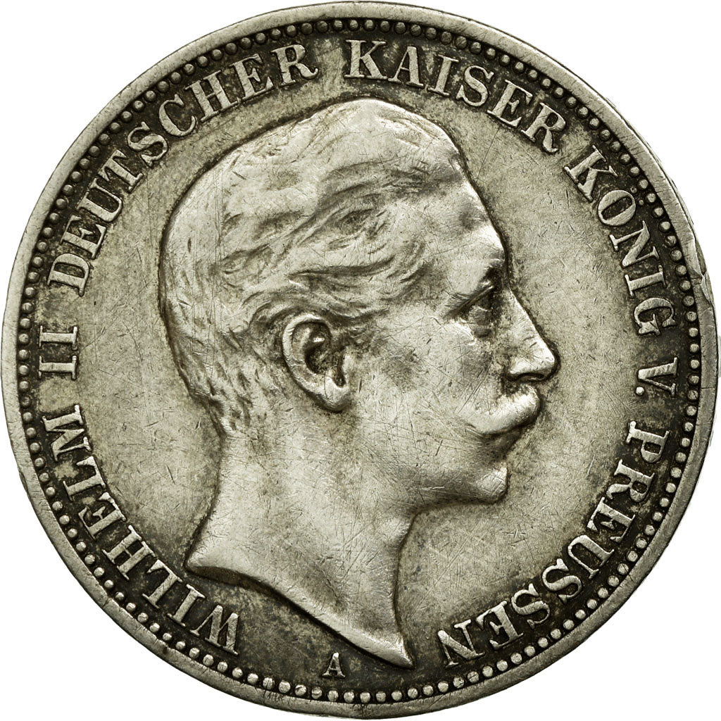 Coin, German States, PRUSSIA, Wilhelm II, 3 Mark, 1908, Berlin, EF(40-45)
