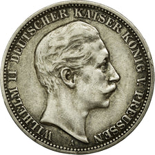 Coin, German States, PRUSSIA, Wilhelm II, 3 Mark, 1908, Berlin, EF(40-45)
