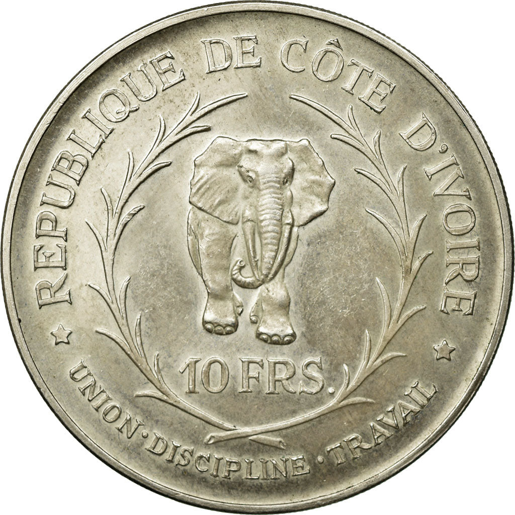 Coin, Ivory Coast, 10 Francs, 1966, Paris, AU(55-58), Silver, KM:1