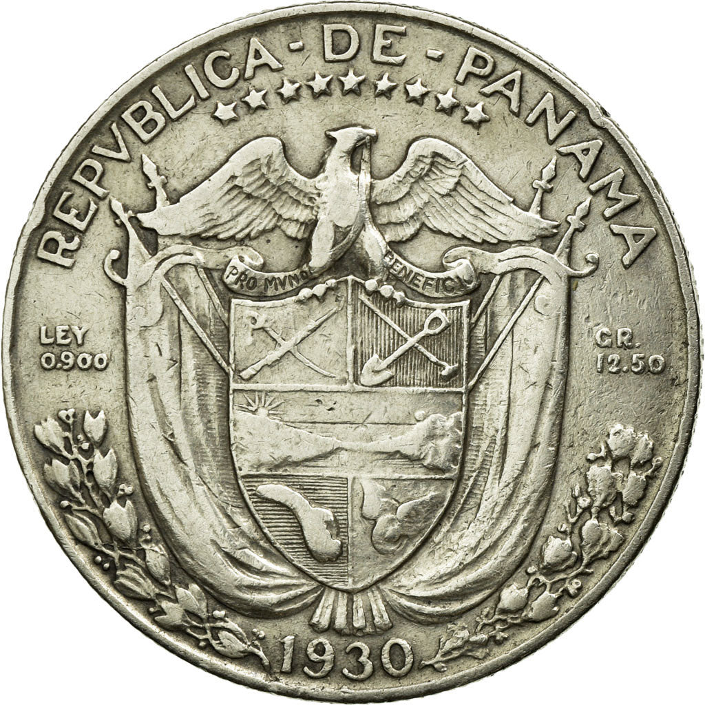 Coin, Panama, 1/2 Balboa, 1930, EF(40-45), Silver, KM:12.1