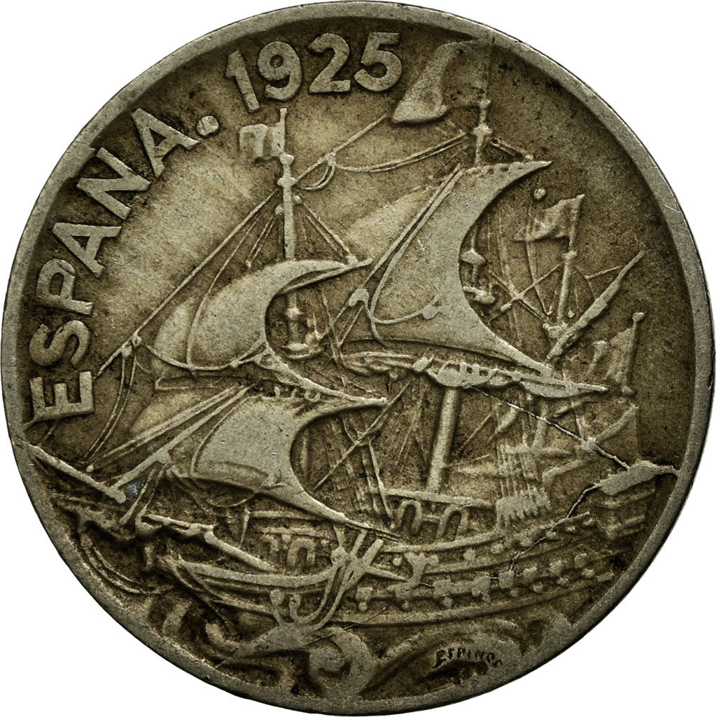 Coin, Spain, Alfonso XIII, 25 Centimos, 1925, Madrid, VF(30-35), Copper-nickel