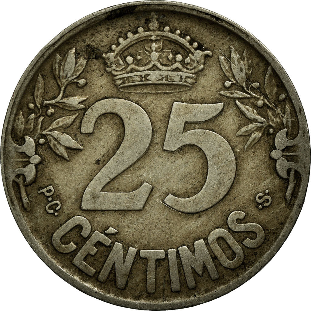 Coin, Spain, Alfonso XIII, 25 Centimos, 1925, Madrid, VF(30-35), Copper-nickel