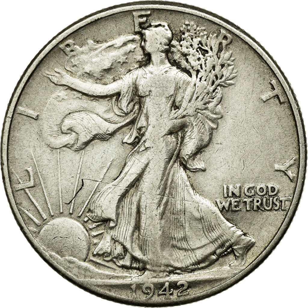 Coin, United States, Walking Liberty Half Dollar, Half Dollar, 1942, U.S. Mint
