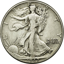 Coin, United States, Walking Liberty Half Dollar, Half Dollar, 1942, U.S. Mint