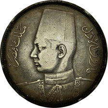 Coin, Egypt, Farouk, 10 Piastres, 1937, British Royal Mint, VF(30-35), Silver