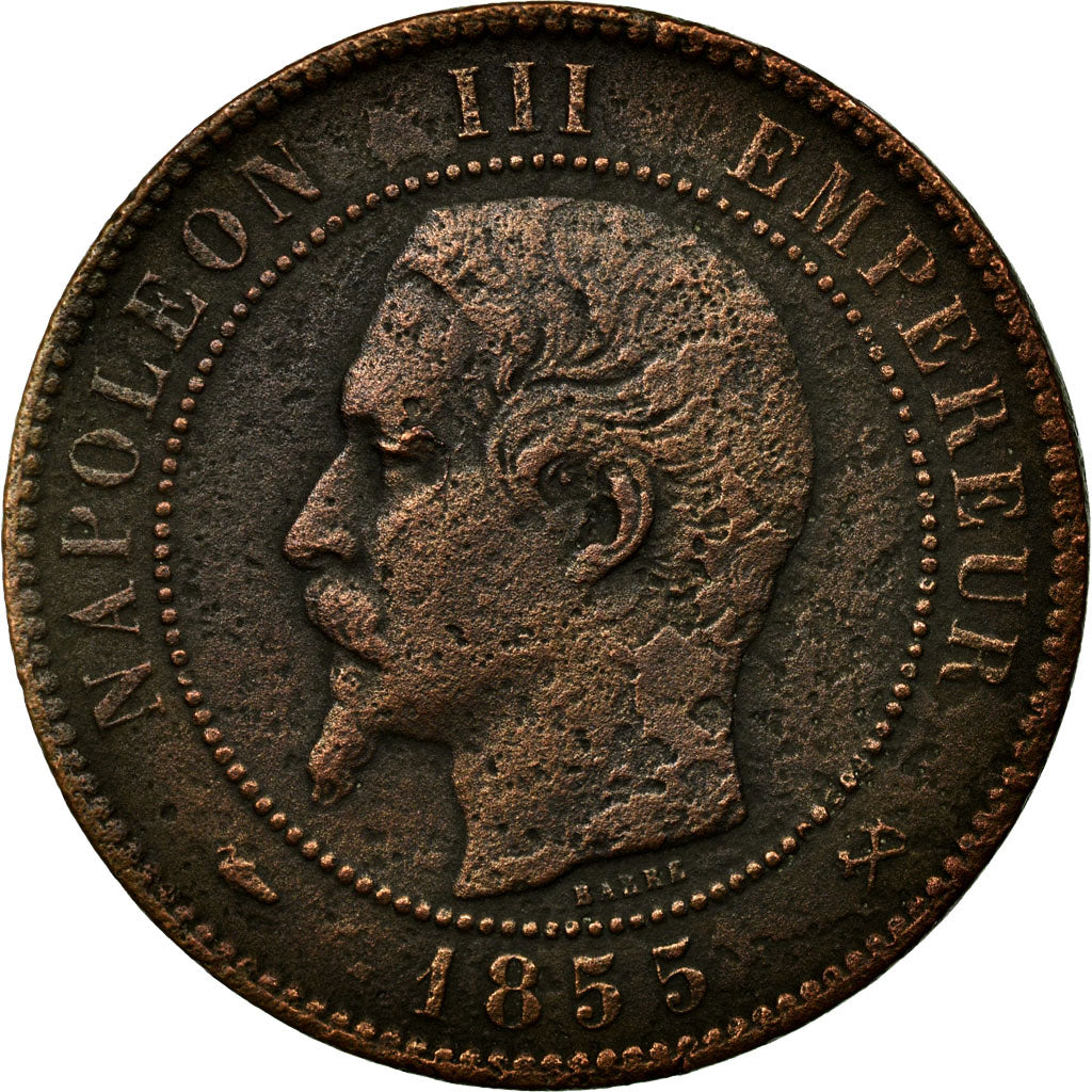 Moneda, Francia, Napoleon III, Napoléon III, 10 Centimes, 1855, Rouen, BC+