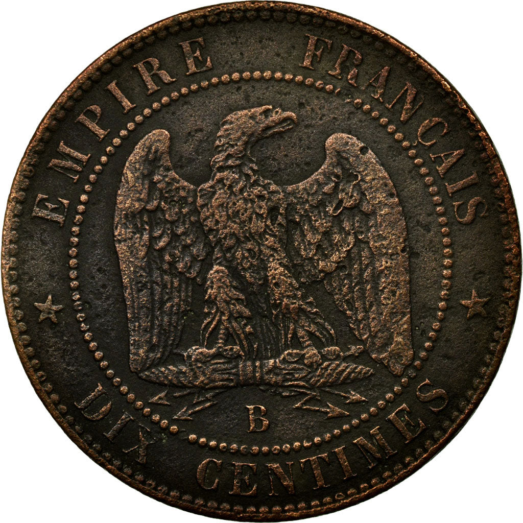 Moneda, Francia, Napoleon III, Napoléon III, 10 Centimes, 1855, Rouen, BC+