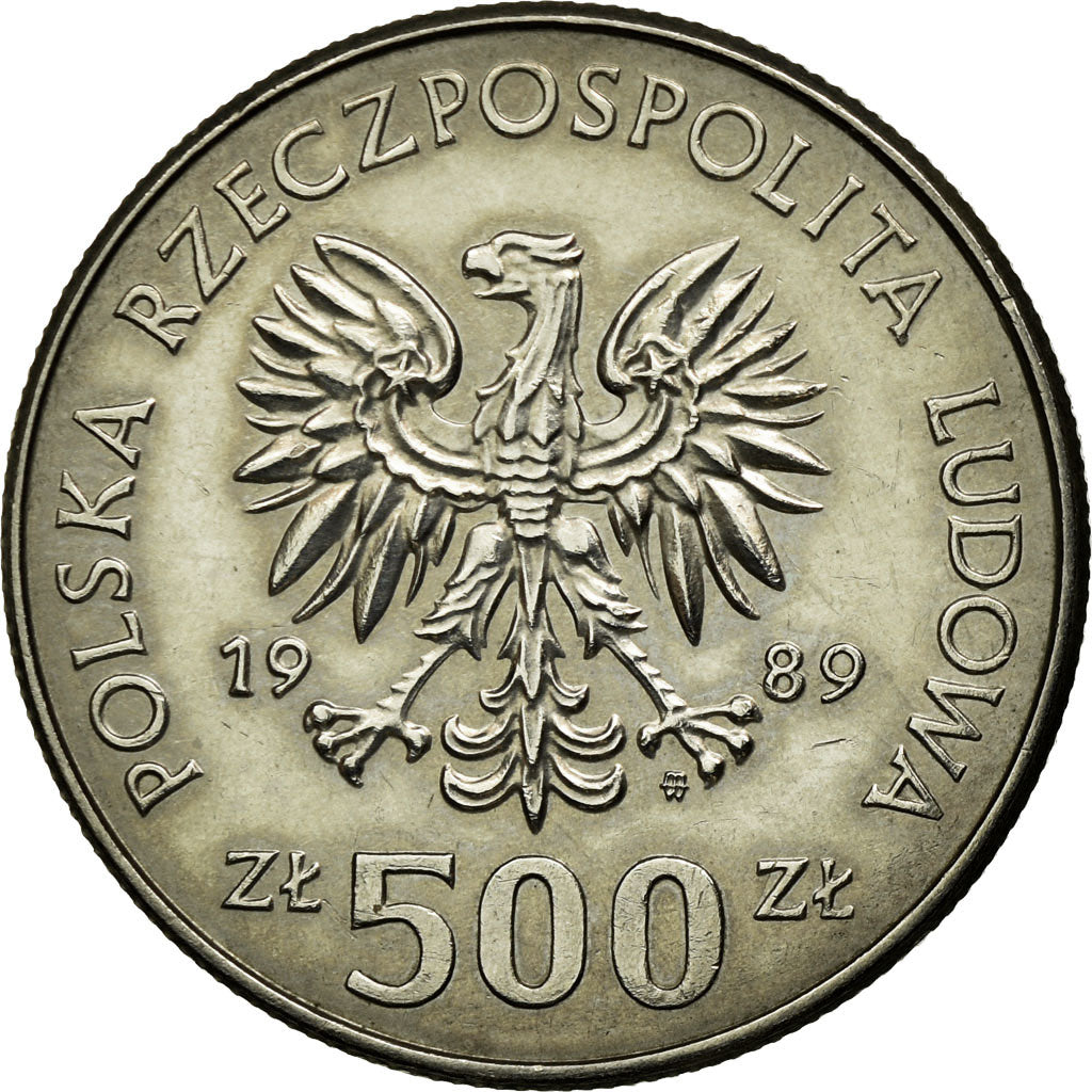 Moneda, Polonia, 500 Zlotych, 1989, Warsaw, EBC, Cobre - níquel, KM:185