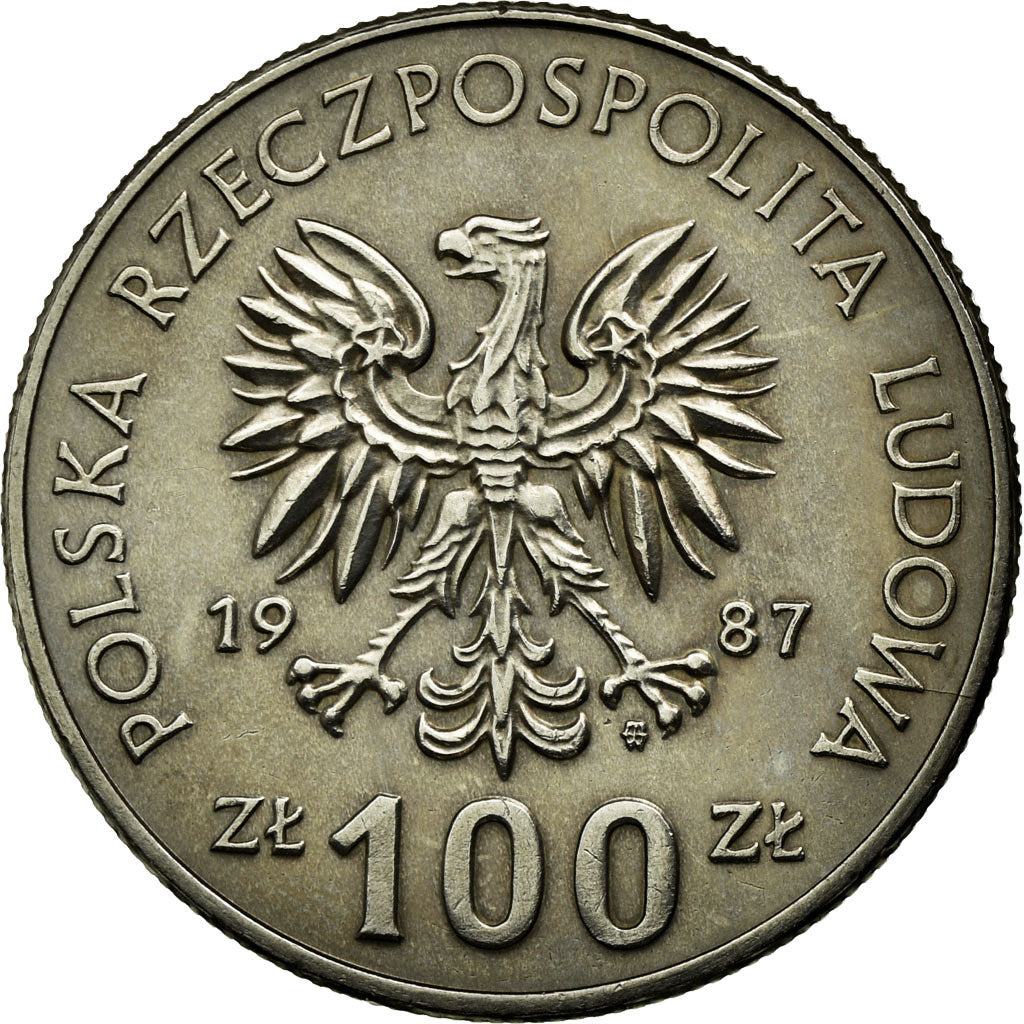 Coin, Poland, 100 Zlotych, 1987, Warsaw, MS(60-62), Copper-nickel, KM:167