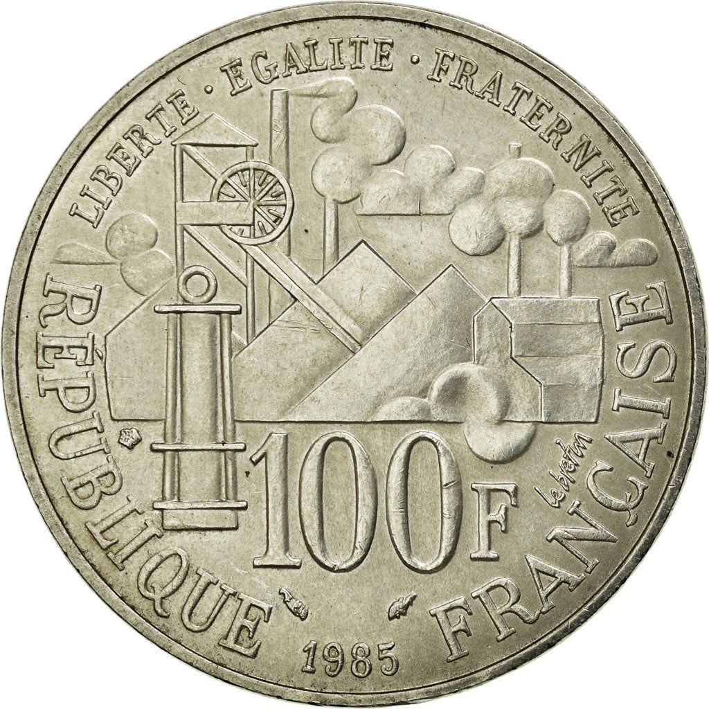 Moneda, Francia, Germinal, 100 Francs, 1985, MBC, Plata, KM:957, Gadoury:900