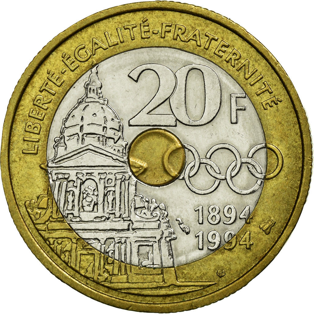 Monnaie, France, Pierre de Coubertin, 20 Francs, 1994, Paris, TTB+