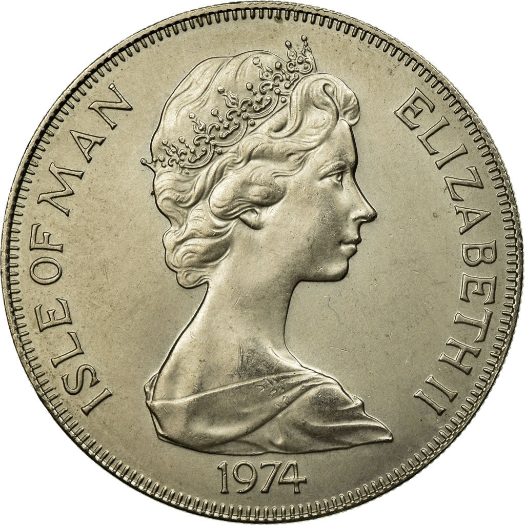 Coin, Isle of Man, Elizabeth II, Crown, 1974, Pobjoy Mint, EF(40-45)