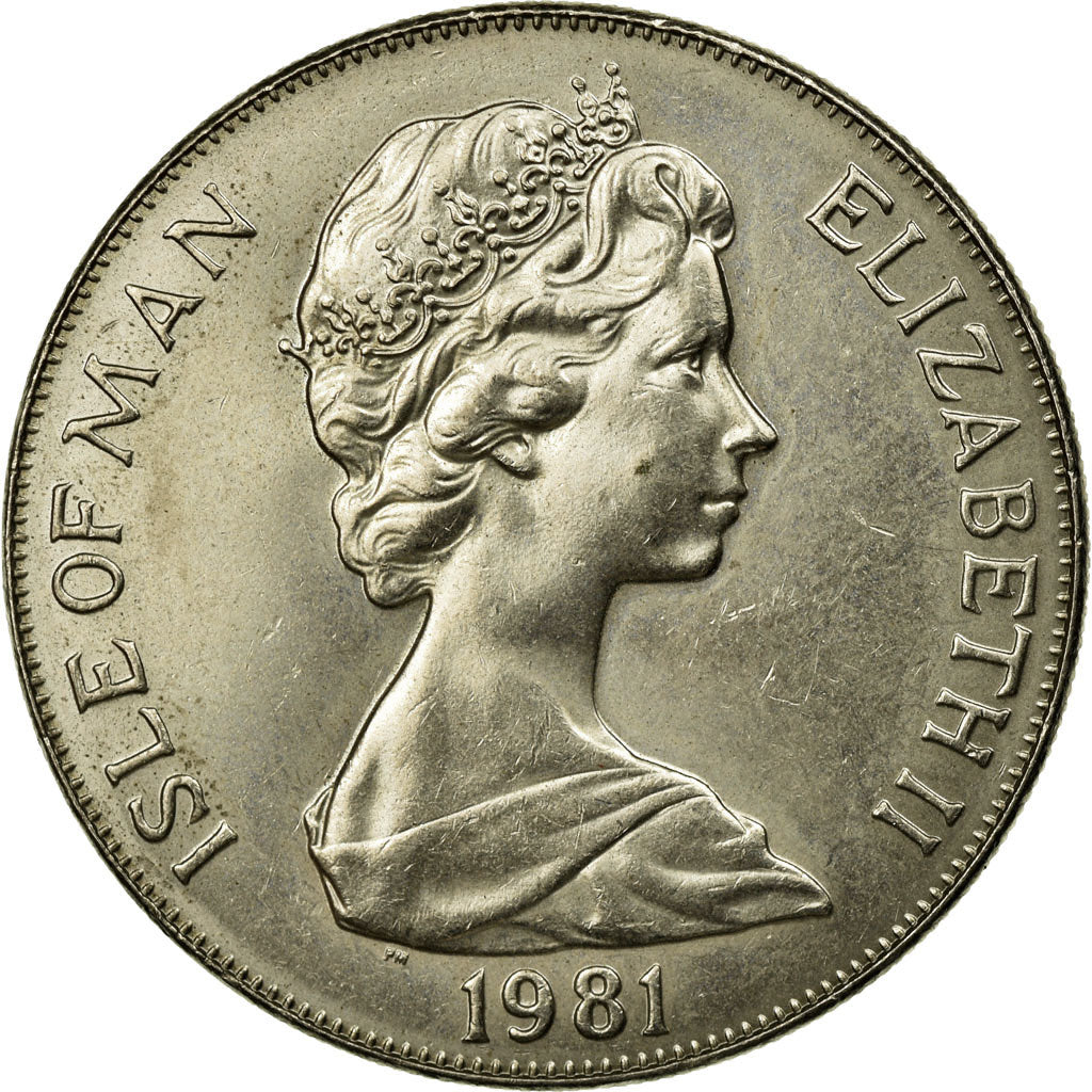 Coin, Isle of Man, Elizabeth II, Crown, 1981, Pobjoy Mint, EF(40-45)