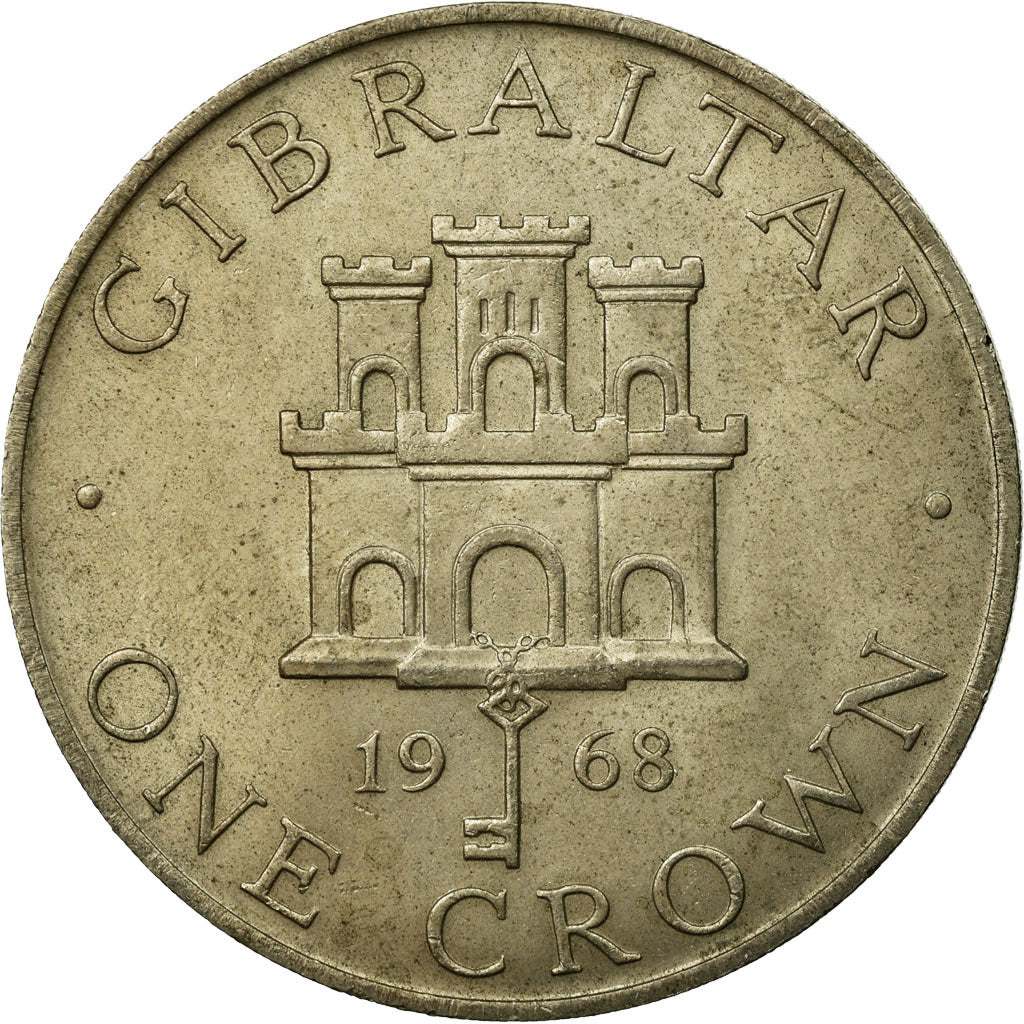 Coin, Gibraltar, Elizabeth II, Crown, 1968, VF(30-35), Copper-nickel, KM:4
