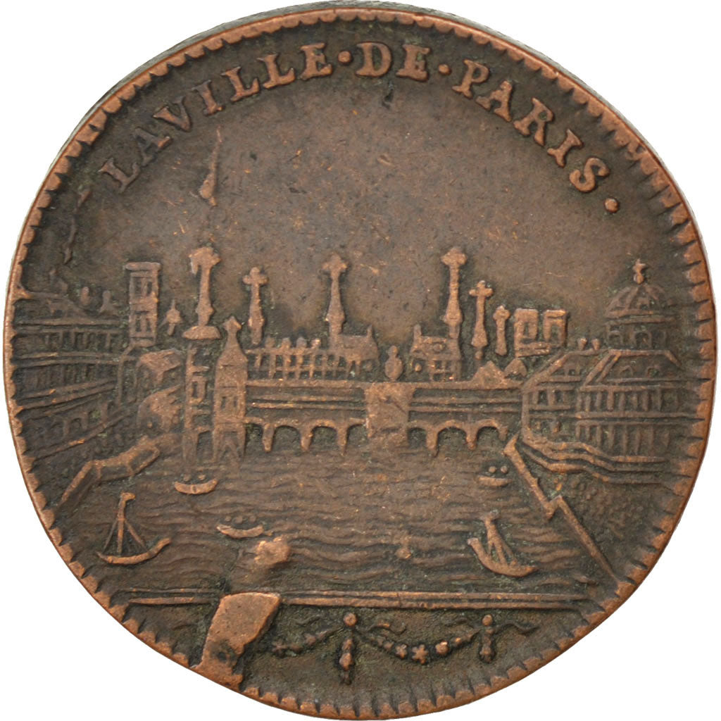 France, Royal, Token, EF(40-45), Copper, 25, Feuardent #3442, 5.20