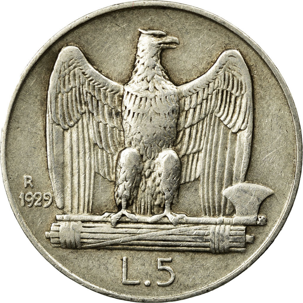 Moneta, Italia, Vittorio Emanuele III, 5 Lire, 1929, Rome, BB, Argento, KM:67.2