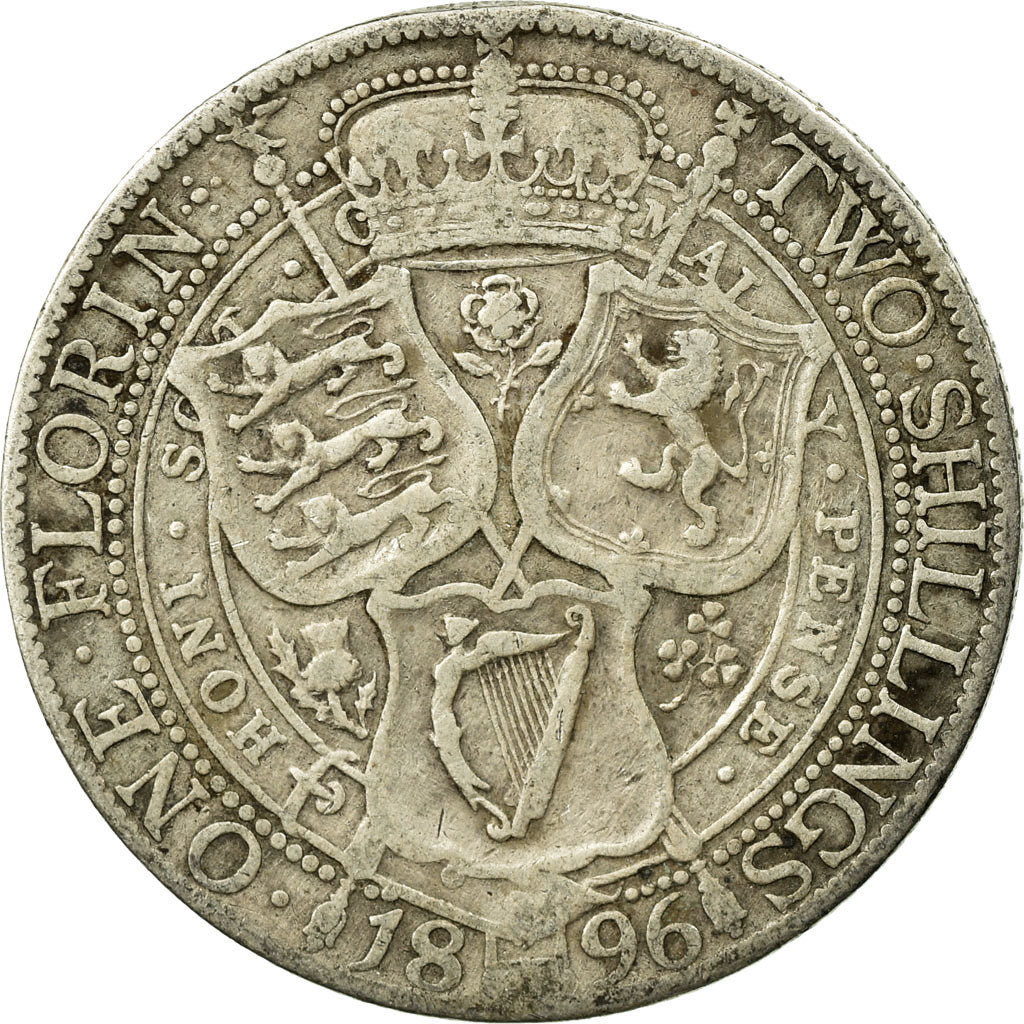 Coin, Great Britain, Victoria, Florin, Two Shillings, 1896, London, F(12-15)
