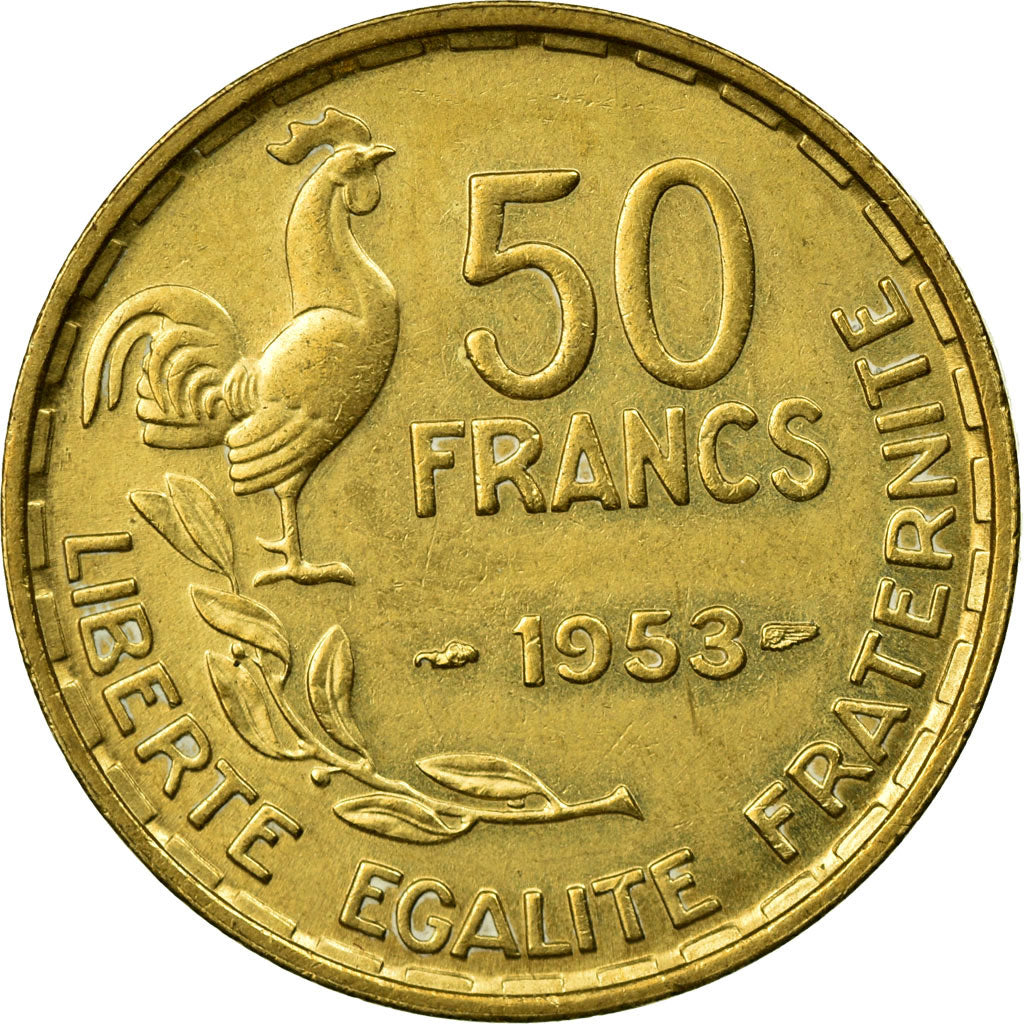 Munten, Frankrijk, Guiraud, 50 Francs, 1953, Paris, ZF+, Aluminum-Bronze