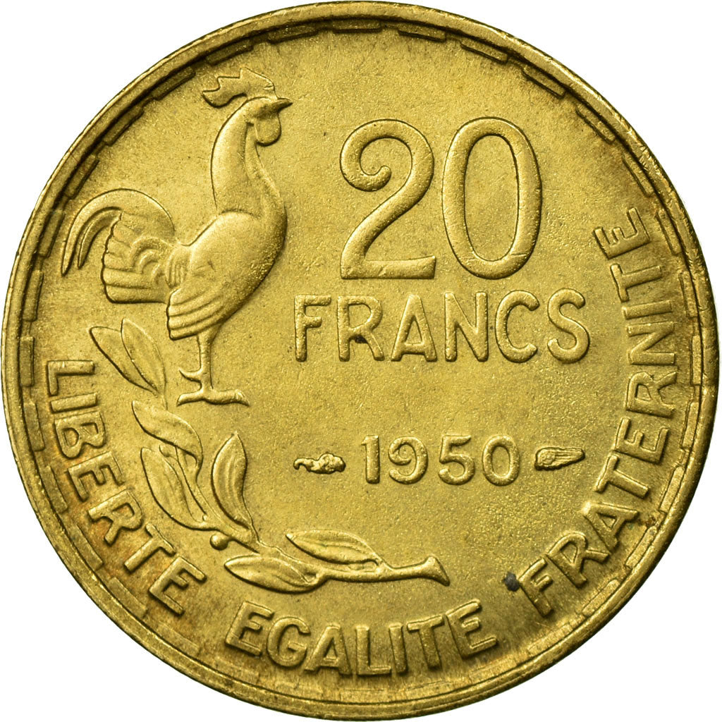 Coin, France, Guiraud, 20 Francs, 1950, Paris, EF(40-45), Aluminum-Bronze