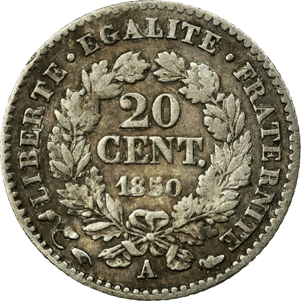 Monnaie, France, Cérès, 20 Centimes, 1850, Paris, TB+, Argent, Gadoury:303