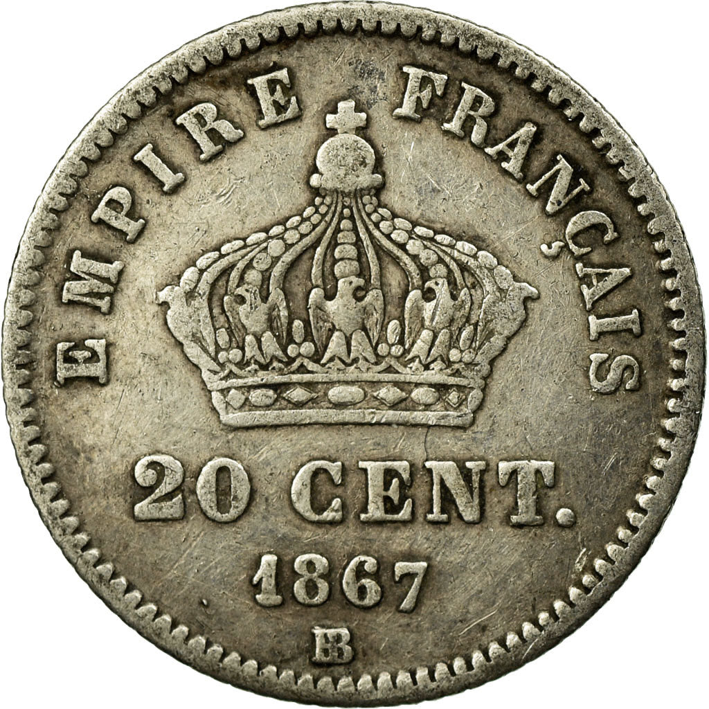Coin, France, Napoleon III, Napoléon III, 20 Centimes, 1867, Strasbourg