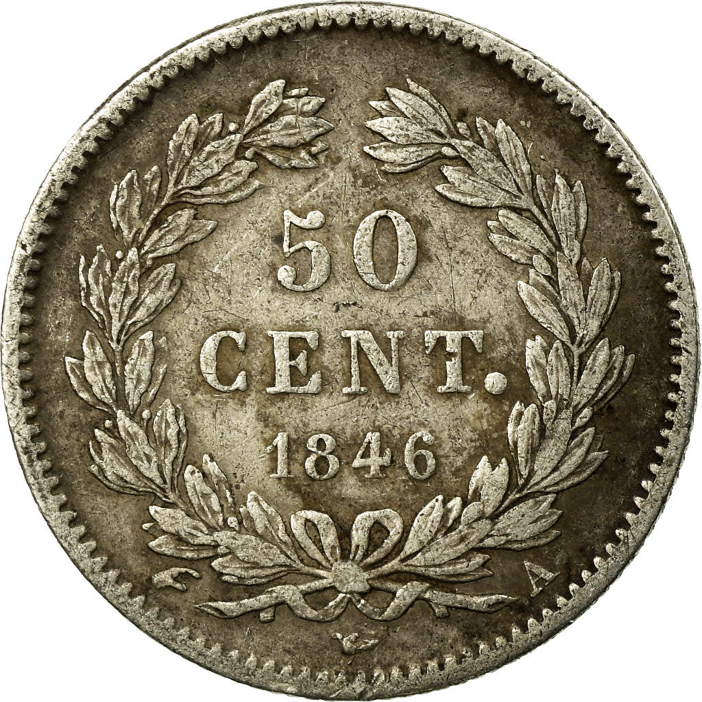 Coin, France, Louis-Philippe, 50 Centimes, 1846, Paris, VF(20-25), Silver