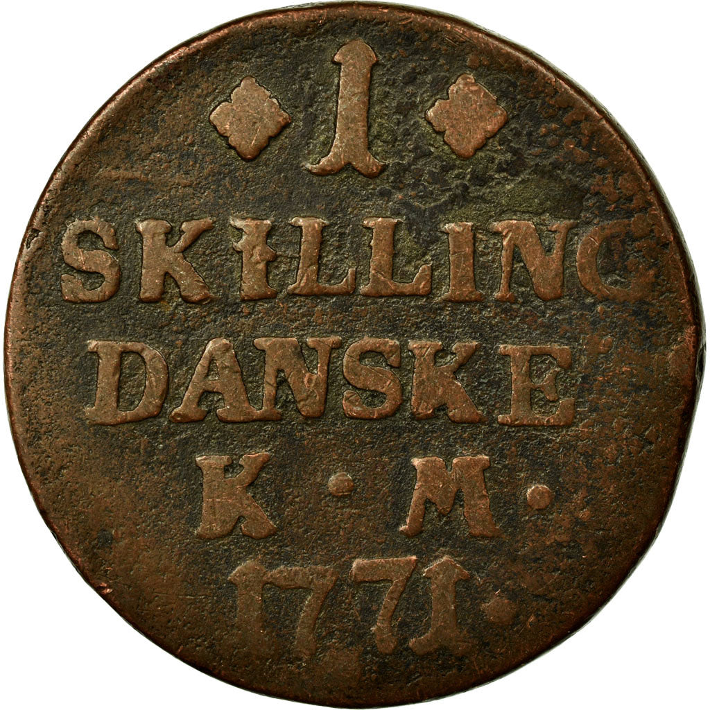 Monnaie, Norvège, Christian VII, Skilling, 1771, Kongsberg, TB+, Cuivre