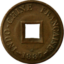 Coin, FRENCH INDO-CHINA, 2 Sapeque, 1887, Paris, AU(55-58), Bronze, KM:6