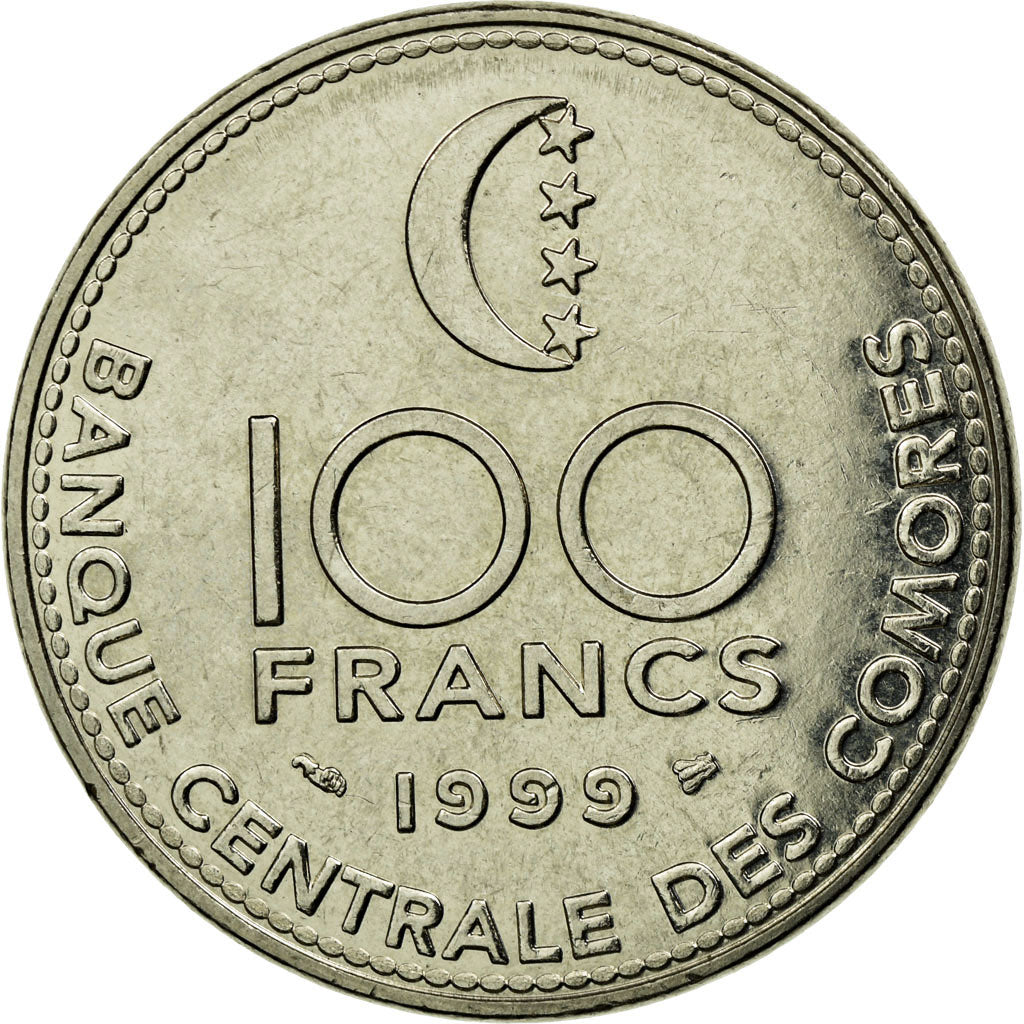Coin, Comoros, 100 Francs, 1999, Paris, EF(40-45), Nickel, KM:18