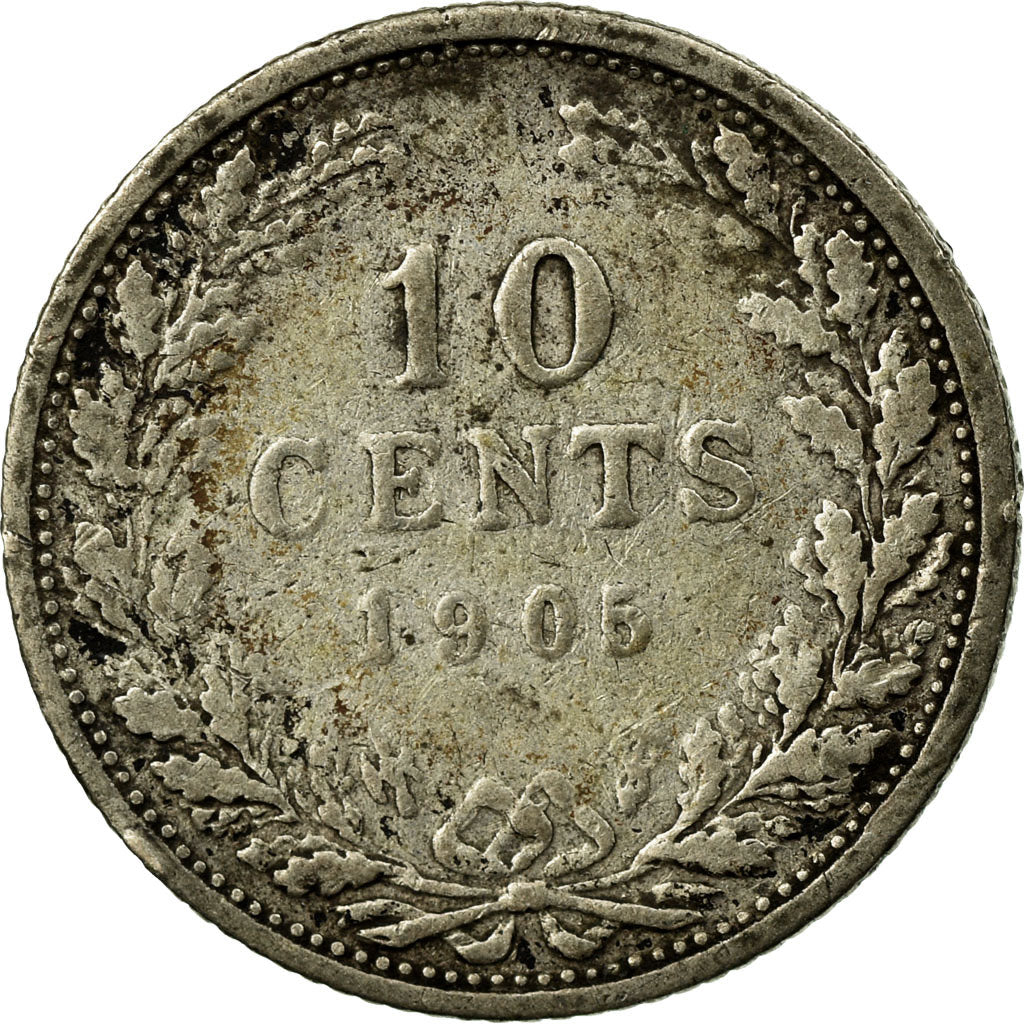 Munten, Nederland, Wilhelmina I, 10 Cents, 1905, FR+, Zilver, KM:136