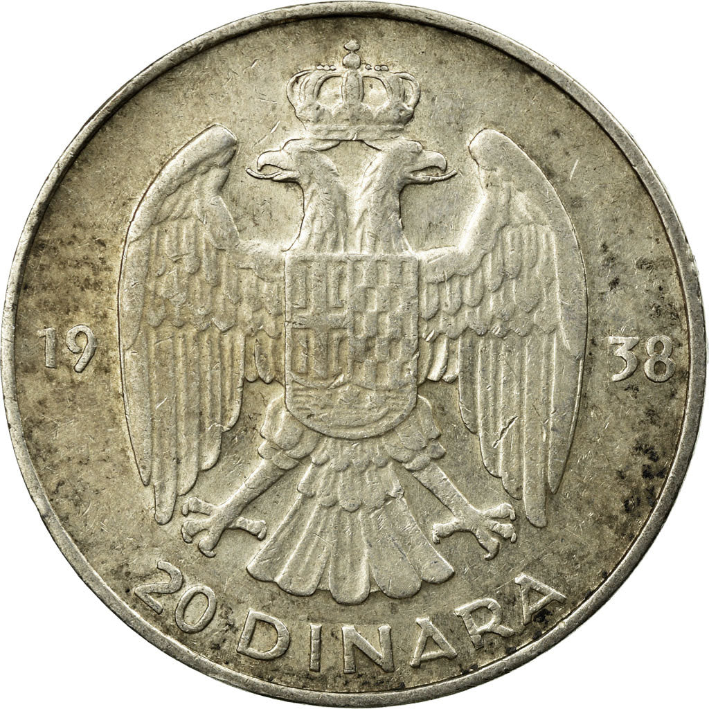 Coin, Yugoslavia, Petar II, 20 Dinara, 1938, EF(40-45), Silver, KM:23