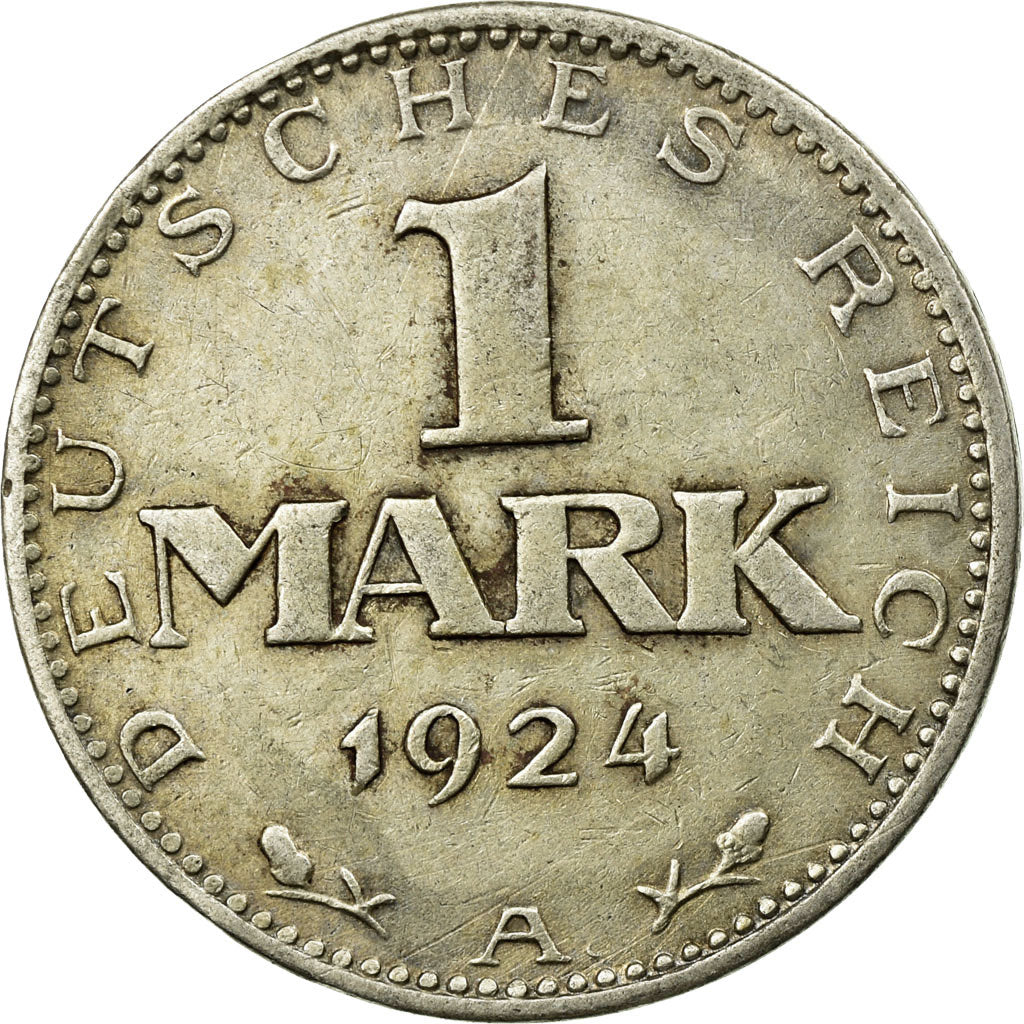 Coin, GERMANY, WEIMAR REPUBLIC, Mark, 1924, Berlin, EF(40-45), Silver, KM:42