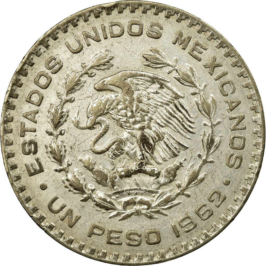 Coin, Mexico, Peso, 1962, Mexico City, EF(40-45), Silver, KM:459