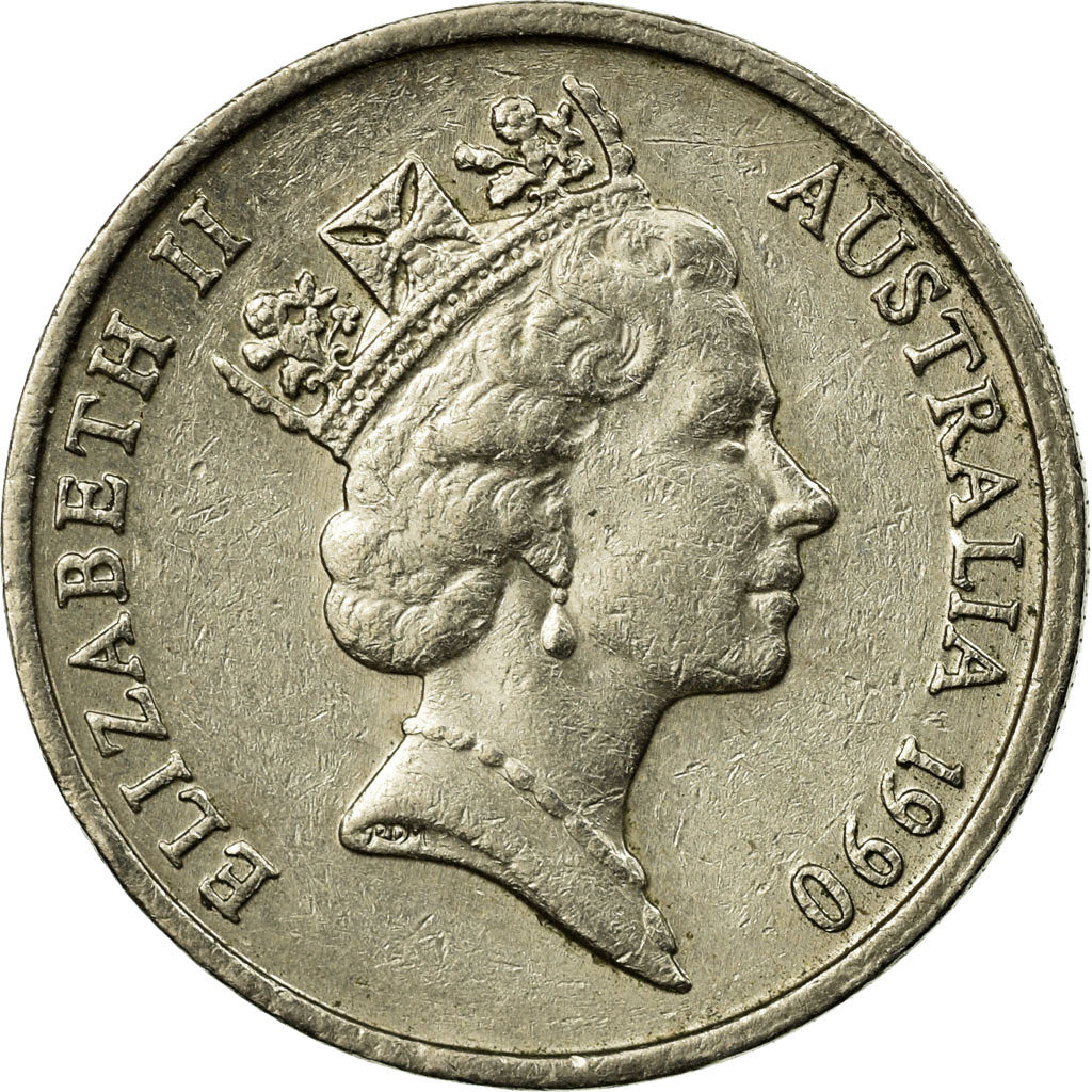 Coin, Australia, Elizabeth II, 5 Cents, 1990, EF(40-45), Copper-nickel, KM:80