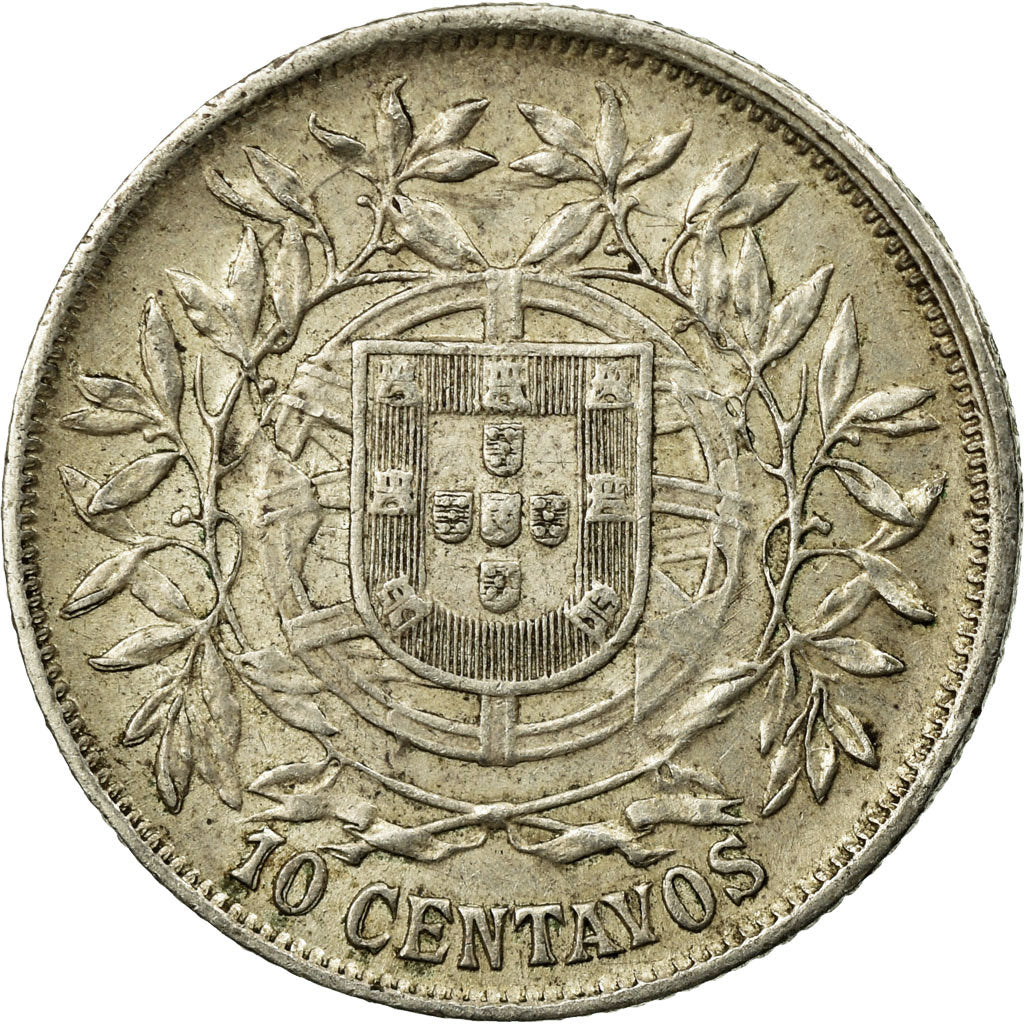 Coin, Portugal, 10 Centavos, 1915, EF(40-45), Silver, KM:563