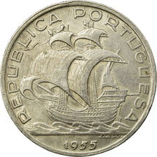 Coin, Portugal, 10 Escudos, 1955, EF(40-45), Silver, KM:586
